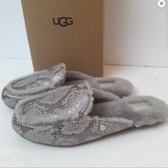 🎈FINAL SALE 🎈UGG Lane Sheepskin Slip On Mule Snake Embossed NEW * - Picture 1 of 10